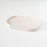 Home Decor Small Oval Tray White Tan Speckled