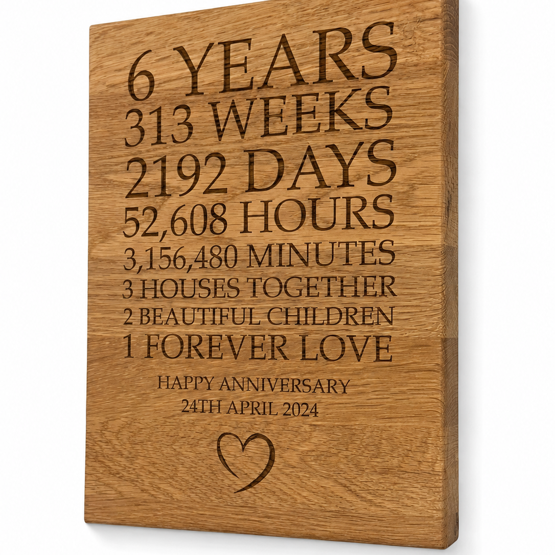 Moments Personalised Oak Anniversary Plaque