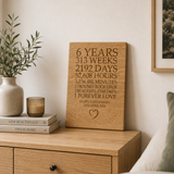 Moments Personalised Oak Anniversary Plaque