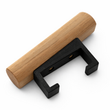 Wooden hook with black bracket on a white background