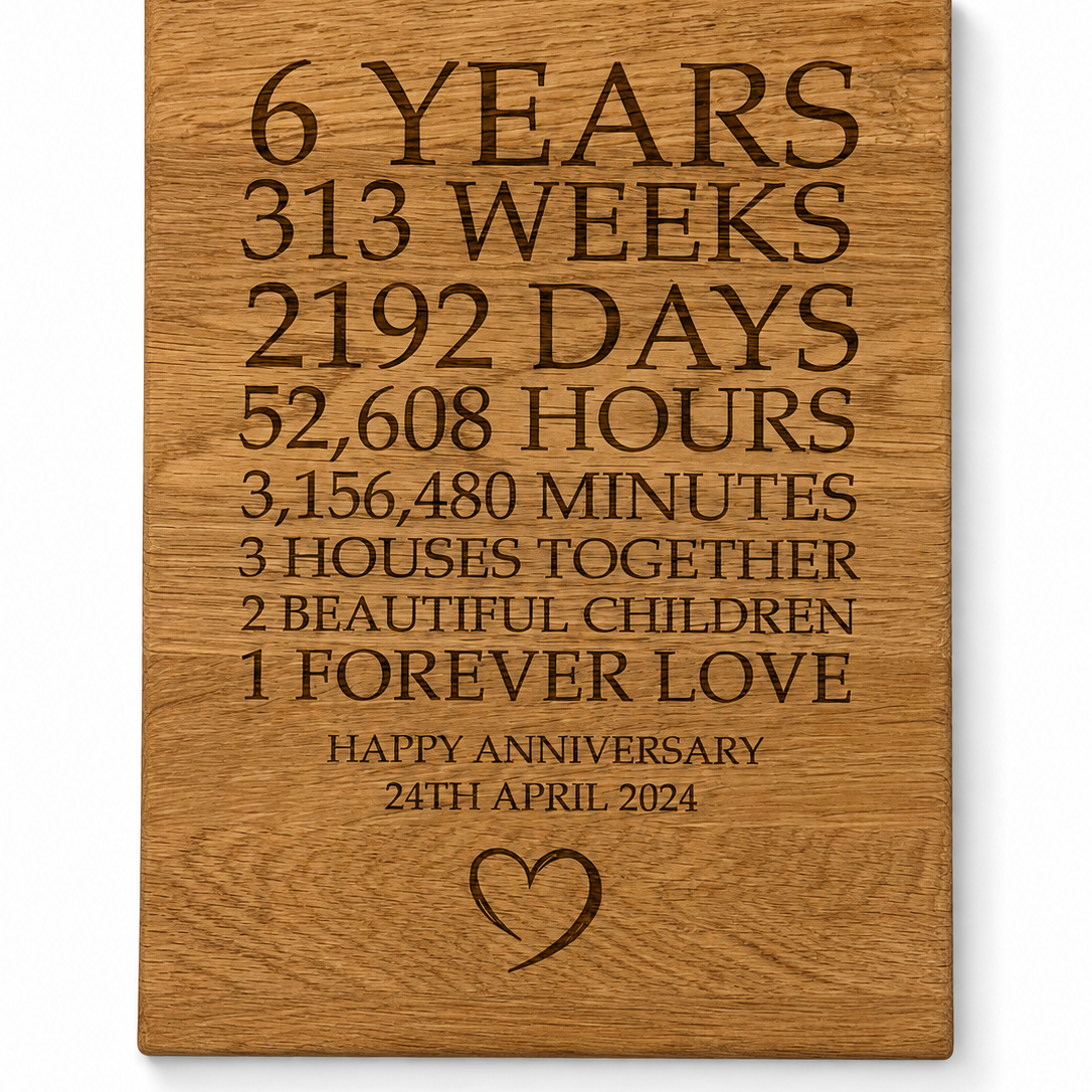 Moments Personalised Oak Anniversary Plaque