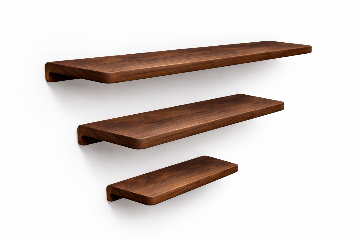 Floating Black Walnut Shelves - Crest Wooden Wall Shelf – C S Studios