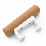 Wooden hook and white bracket object on a white background