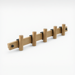 Wooden wall hook with black accents on a white background