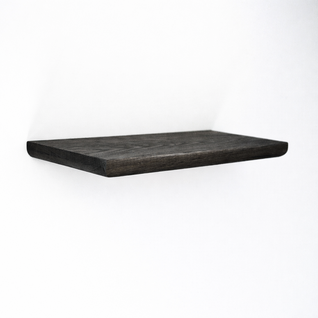 American Oak Shelf with black wash on white background