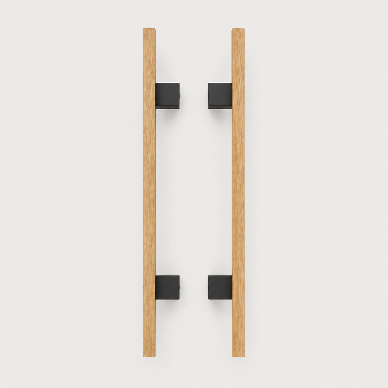 Wooden entrance way handle with metal mounting points - Back to back option shown
