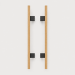 Wooden entrance way handle with metal mounting points - Back to back option shown