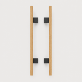 Wooden entrance way handle with metal mounting points - Back to back option shown