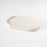 Home Decor Small Oval Tray White Tan Speckled