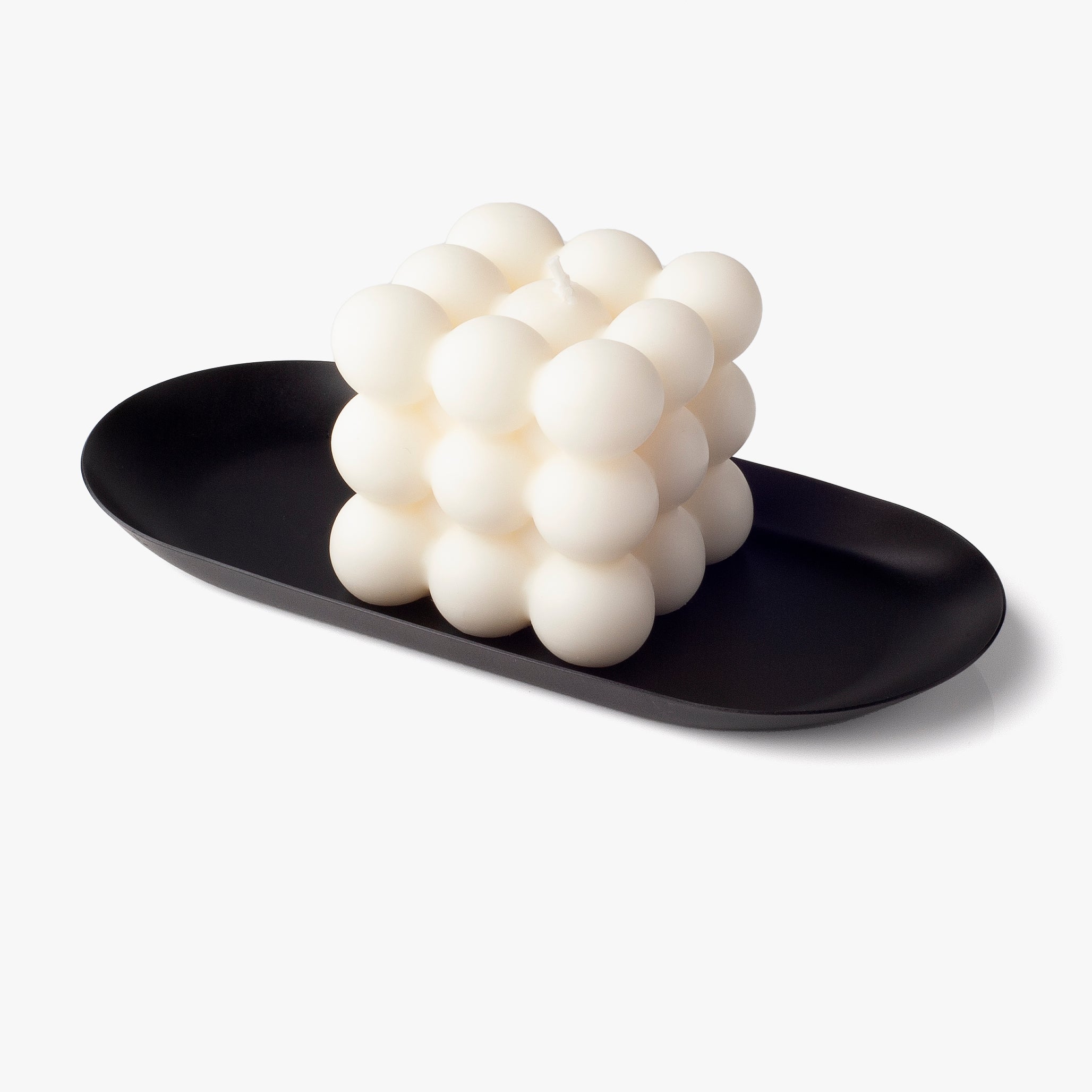 Matte Black Oval Stainless Steel Candle Tray