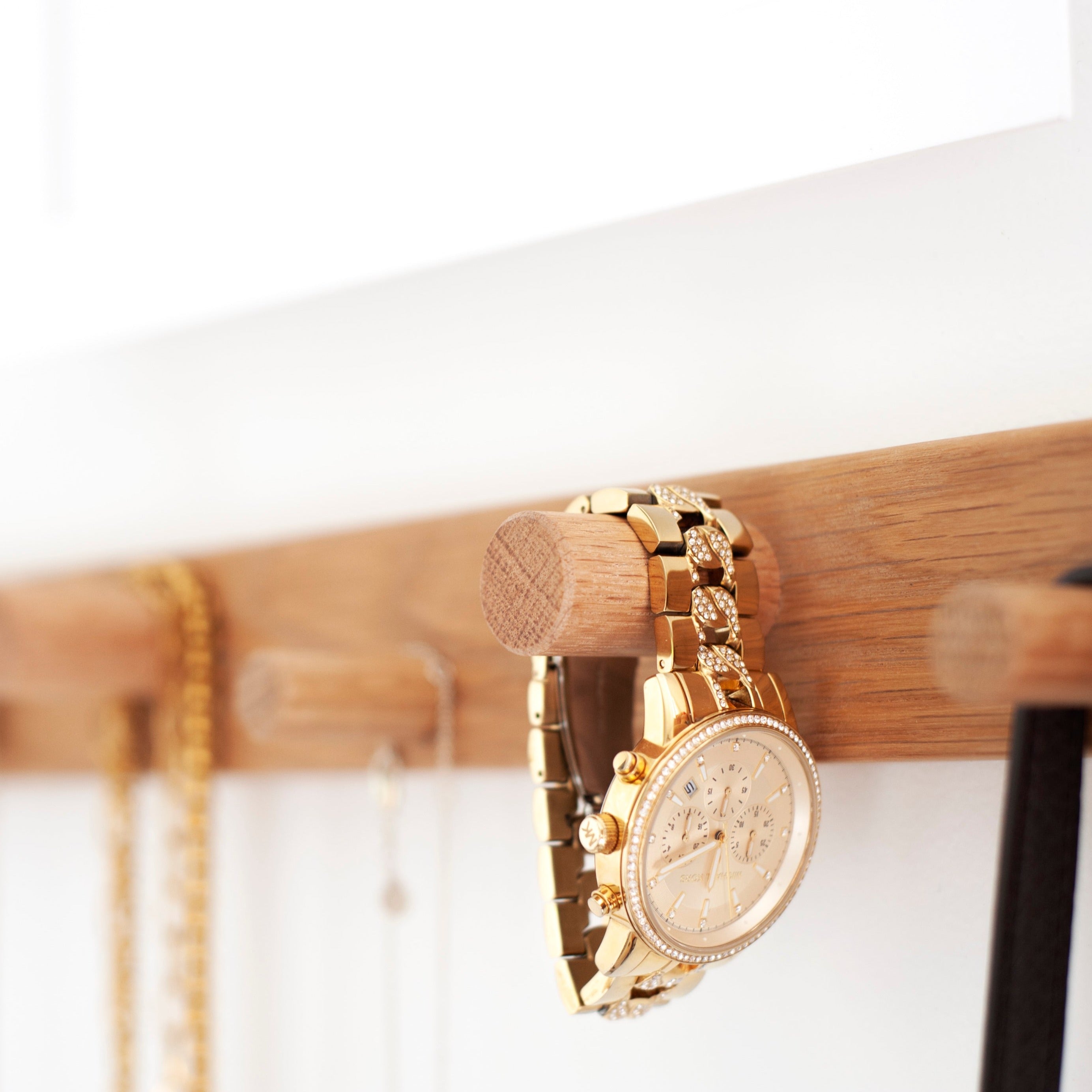 Peggy Wall Mounted Oak Jewellery Rack