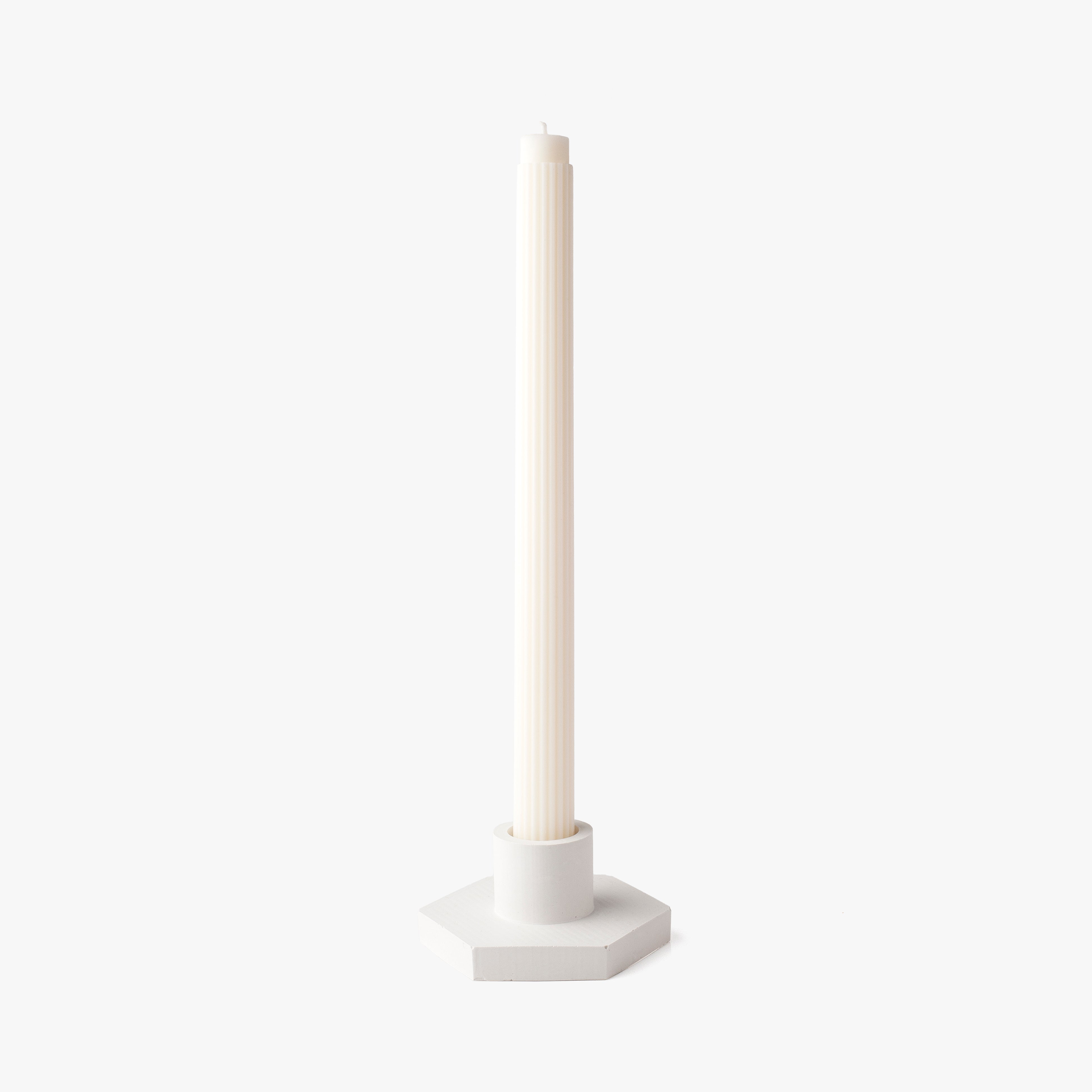 White Concrete Hex Candle Holder